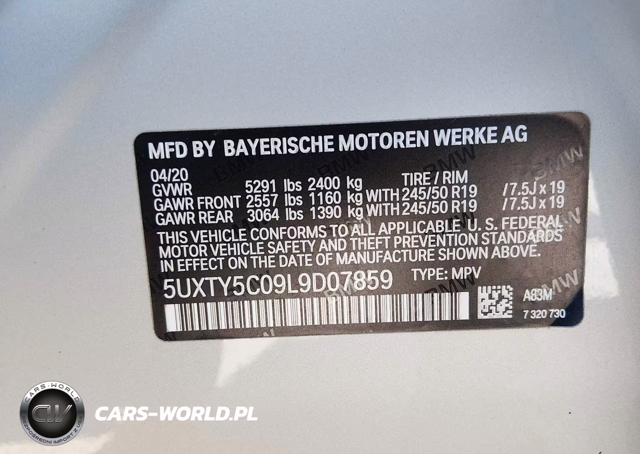 2020 BMW X3 xDrive30I VIN:5UXTY5C09L9D07859 - 9