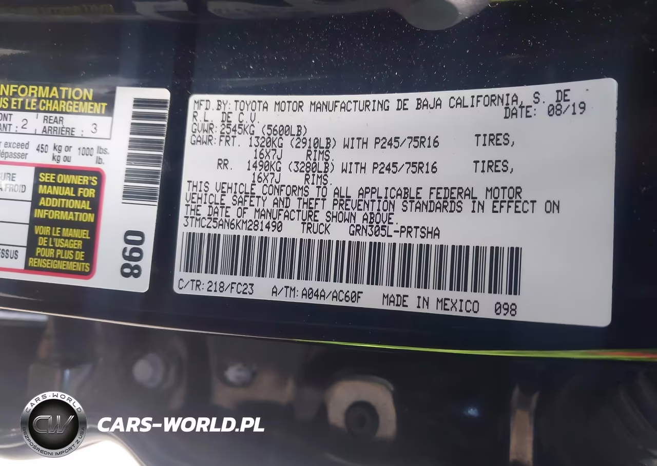 2019 Toyota Tacoma Sr5 V6 VIN:3TMCZ5AN6KM281490 - 9