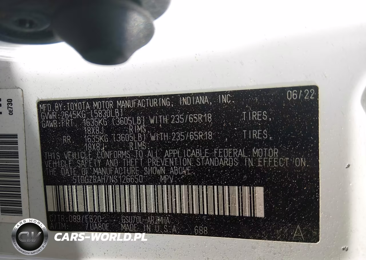 2022 Toyota Highlander Xle VIN:5TDGZRAH7NS126650 - 9