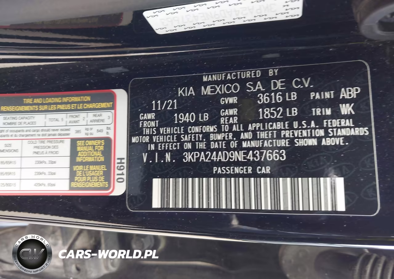 2022 Kia Rio S VIN:3KPA24AD9NE437663 - 9