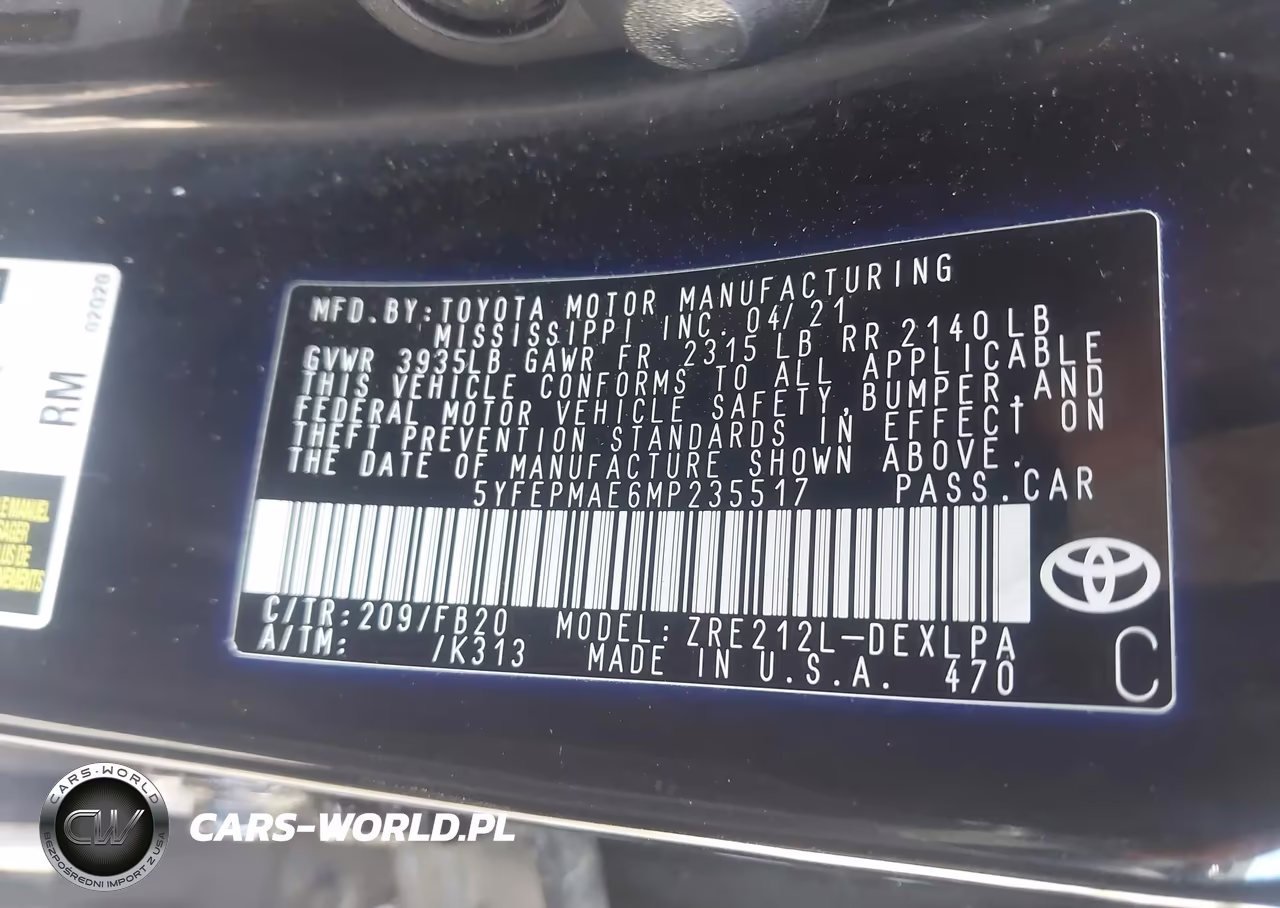 2021 Toyota Corolla Le VIN:5YFEPMAE6MP235517 - 9