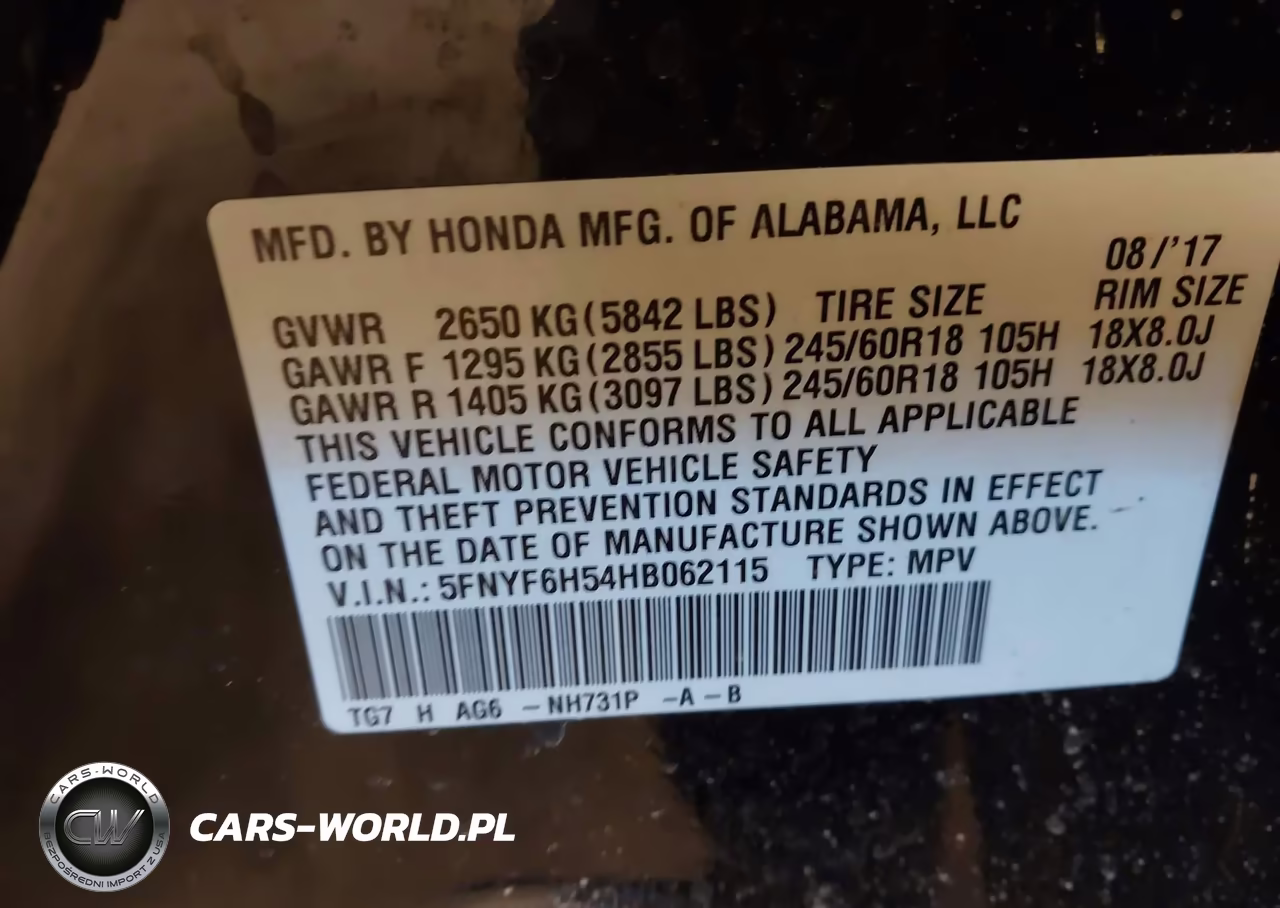 2017 Honda Pilot Ex-L VIN:5FNYF6H54HB062115 - 9