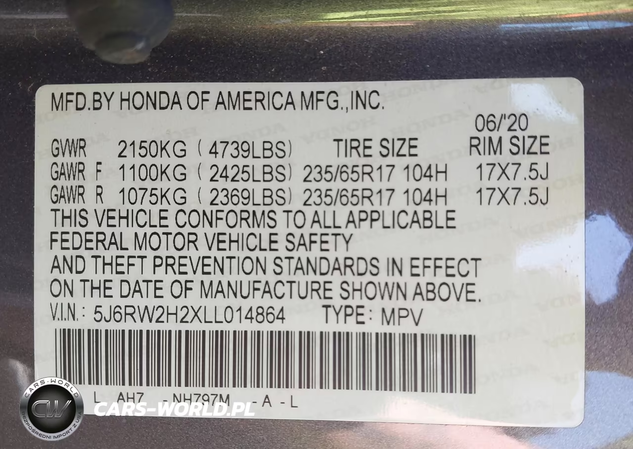 2020 Honda Cr-V Awd Lx VIN:5J6RW2H2XLL014864 - 9