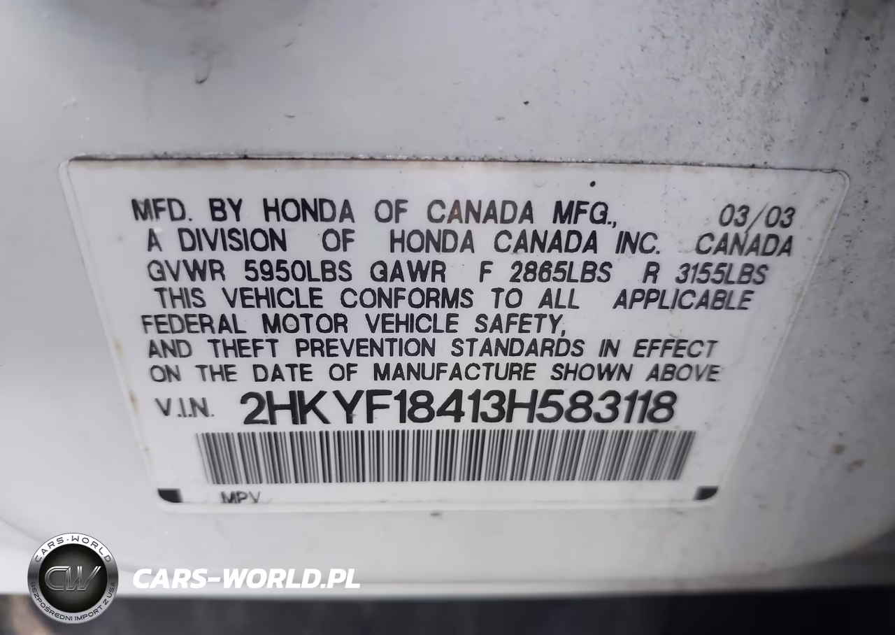 2003 Honda Pilot Ex VIN:2HKYF18413H583118 - 9