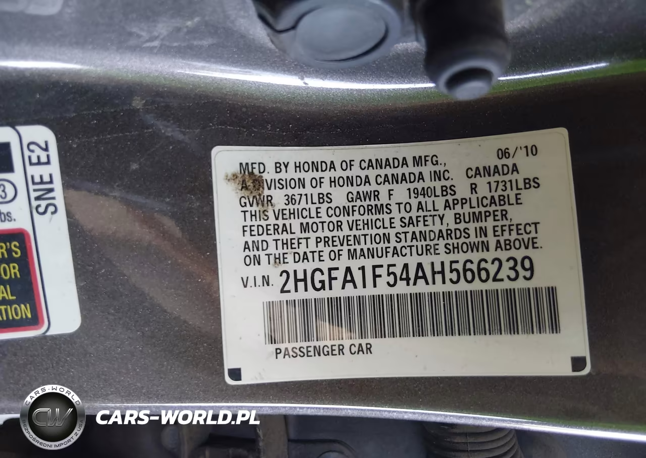 2010 Honda Civic Lx VIN:2HGFA1F54AH566239 - 9