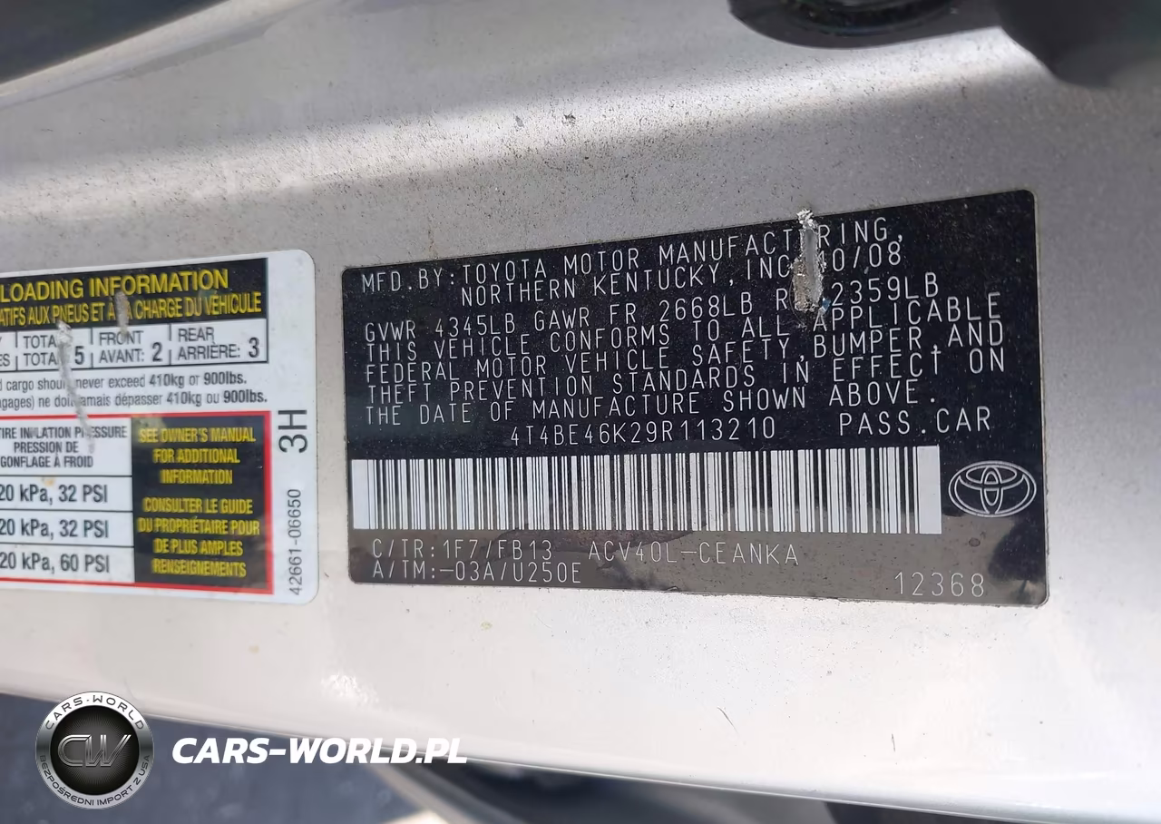 2009 Toyota Camry VIN:4T4BE46K29R113210 - 9