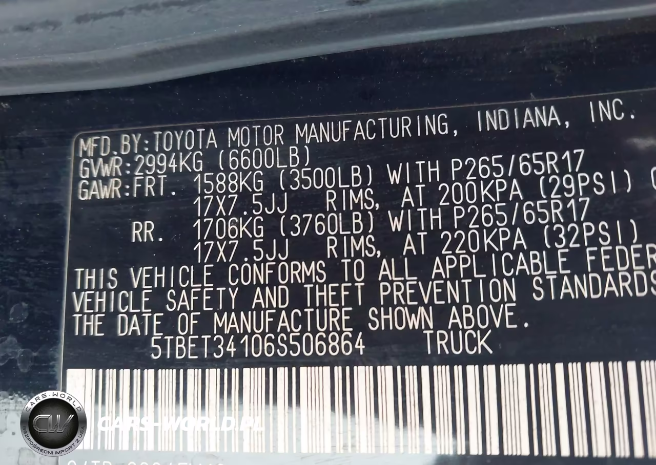 2006 Toyota Tundra Sr5 V8 VIN:5TBET34106S506864 - 9