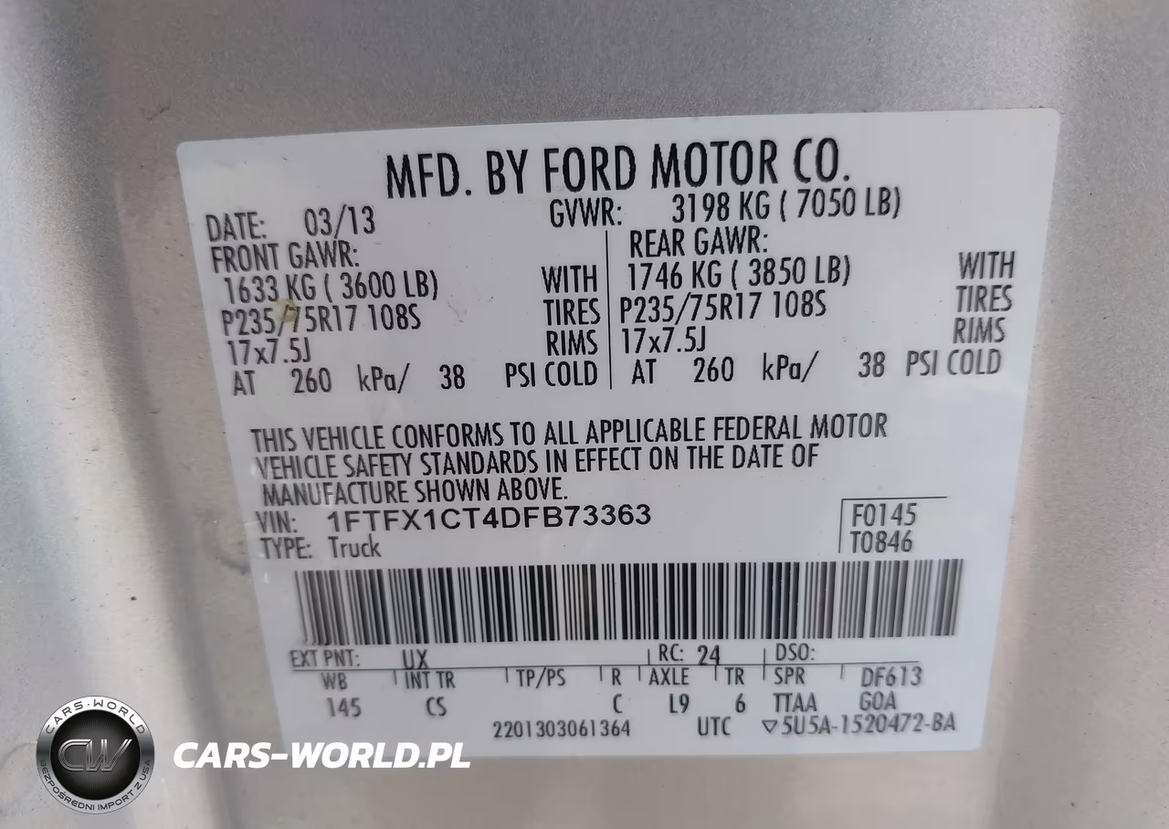 2013 Ford F-150 Xl VIN:1FTFX1CT4DFB73363 - 9