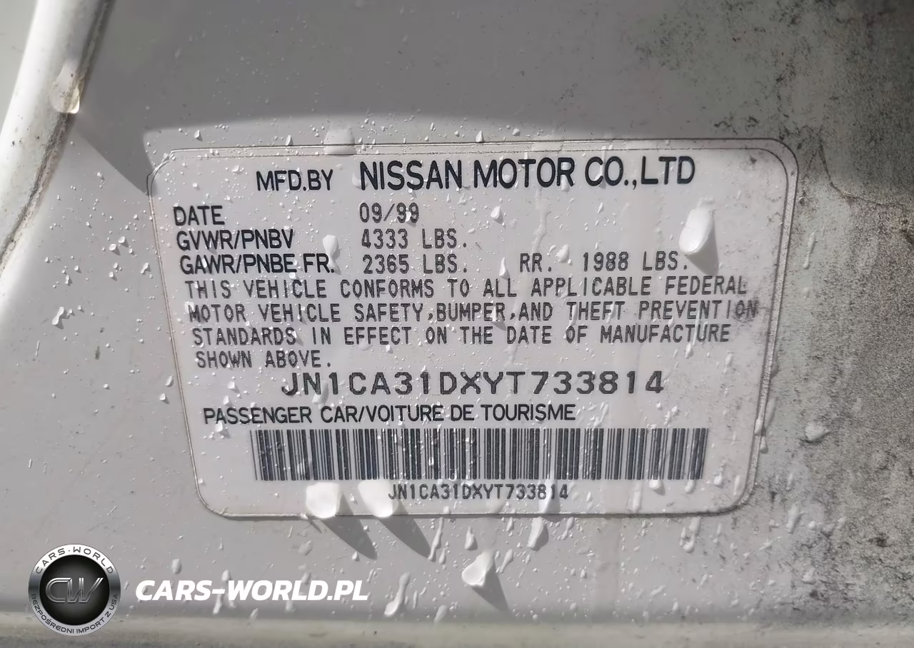 2000 Nissan Maxima Gle-Gxe-Se VIN:JN1CA31DXYT733814 - 9