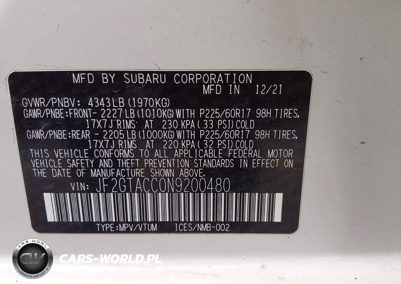 2022 Subaru Crosstrek Premium VIN:JF2GTACC0N9200480 - 9