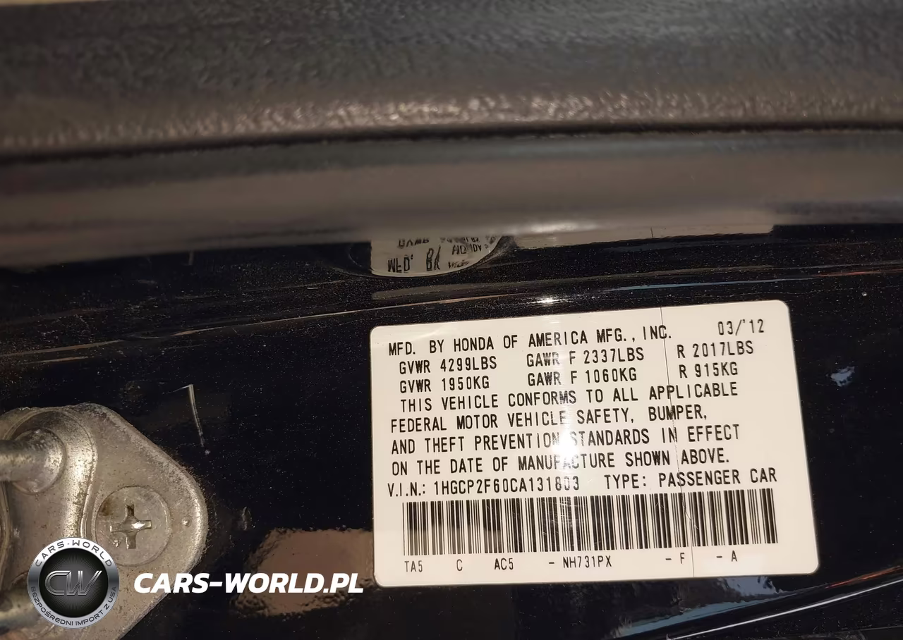 2012 Honda Accord 2.4 Se VIN:1HGCP2F60CA131803 - 9