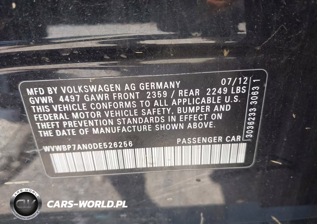 2013 Volkswagen Cc 2.0T Sport VIN:WVWBP7AN0DE526256 - 9