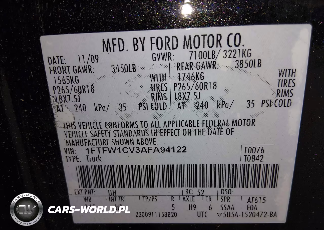 2010 Ford F-150 Fx2 Sport-Harley-Davidson-King Ranch-Lariat-Platinum-Xl-Xlt VIN:1FTFW1CV3AFA94122 - 9