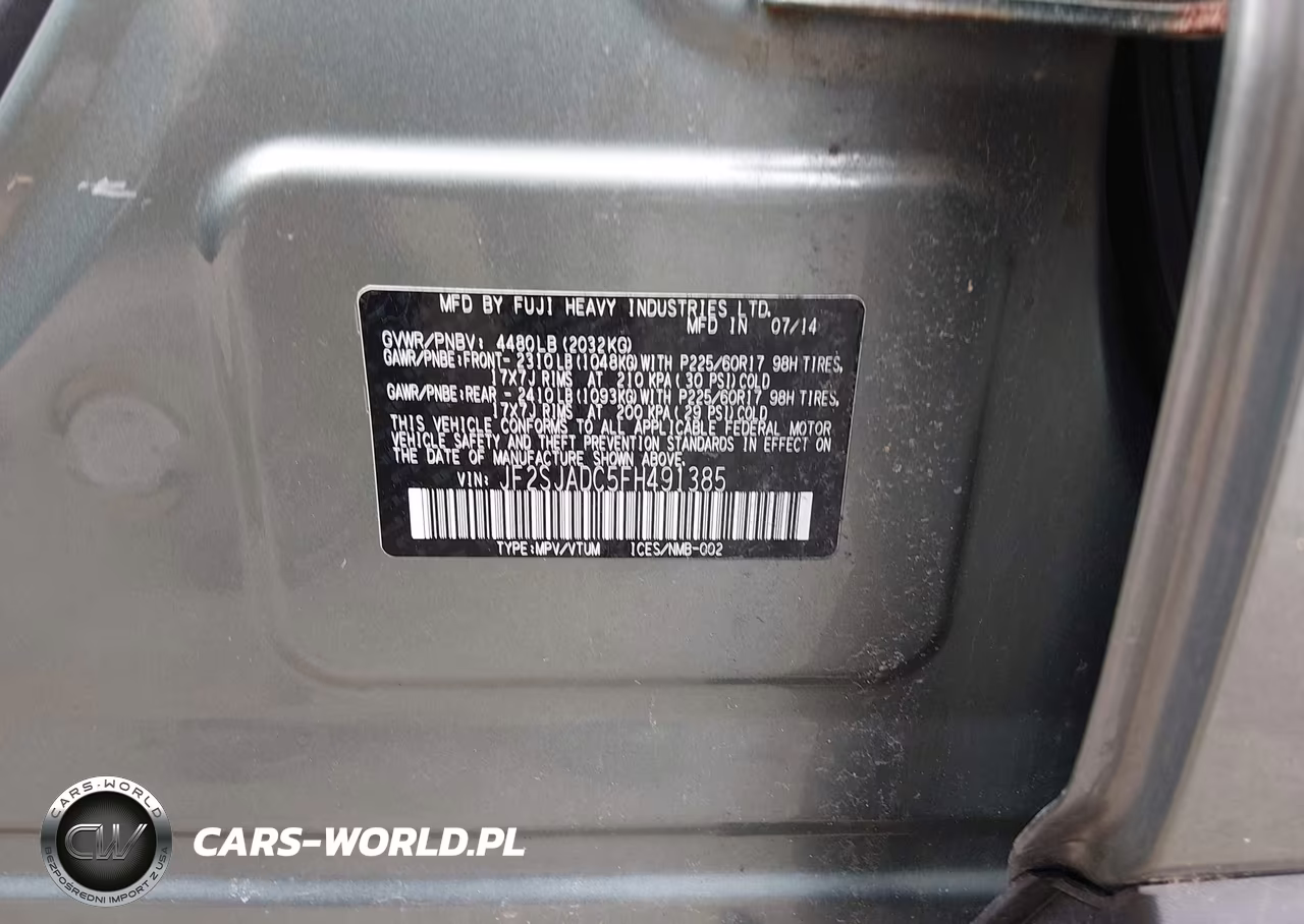 2015 Subaru Forester 2.5I Premium VIN:JF2SJADC5FH491385 - 9
