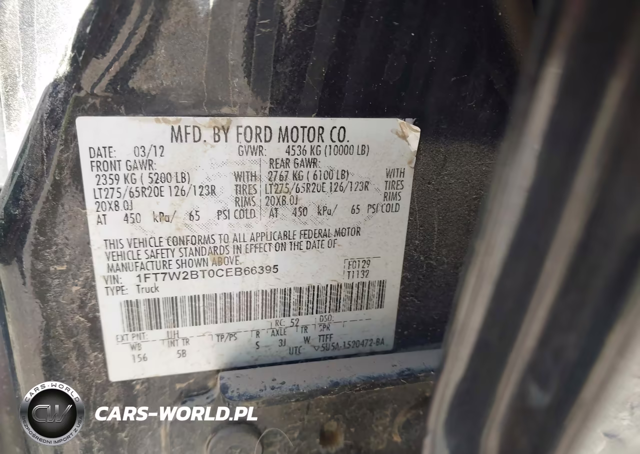 2012 Ford F-250 Lariat VIN:1FT7W2BT0CEB66395 - 9