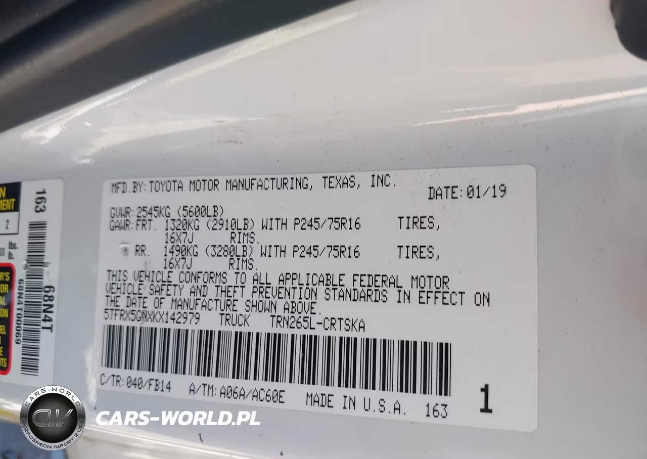 2019 Toyota Tacoma Sr VIN:5TFRX5GNXKX142979 - 9