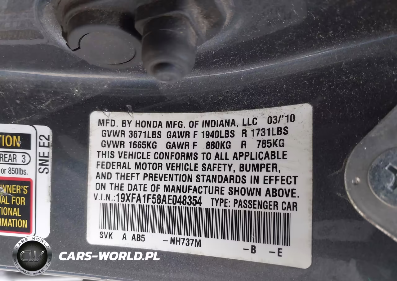 2010 Honda Civic Lx VIN:19XFA1F58AE048354 - 9
