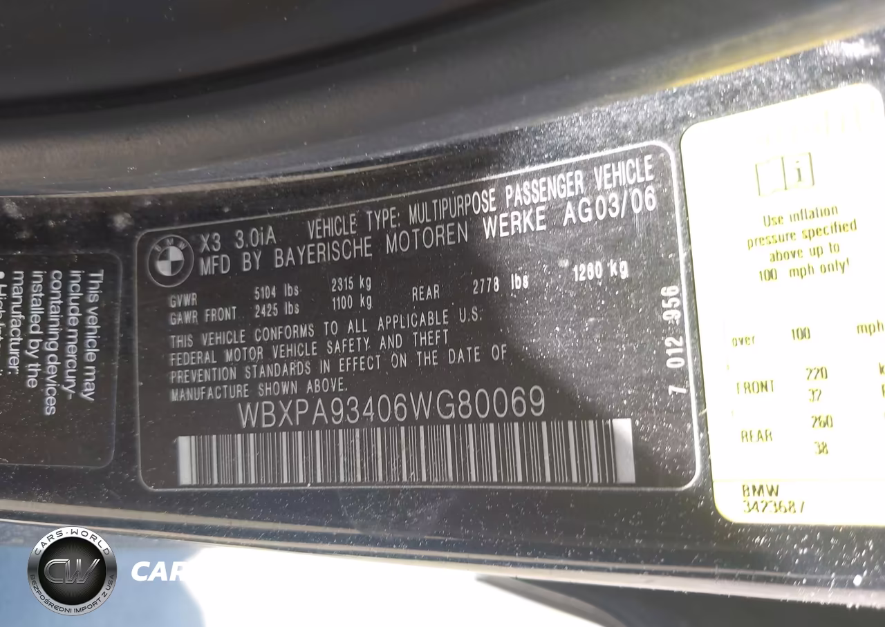 2006 BMW X3 3.0I VIN:WBXPA93406WG80069 - 9