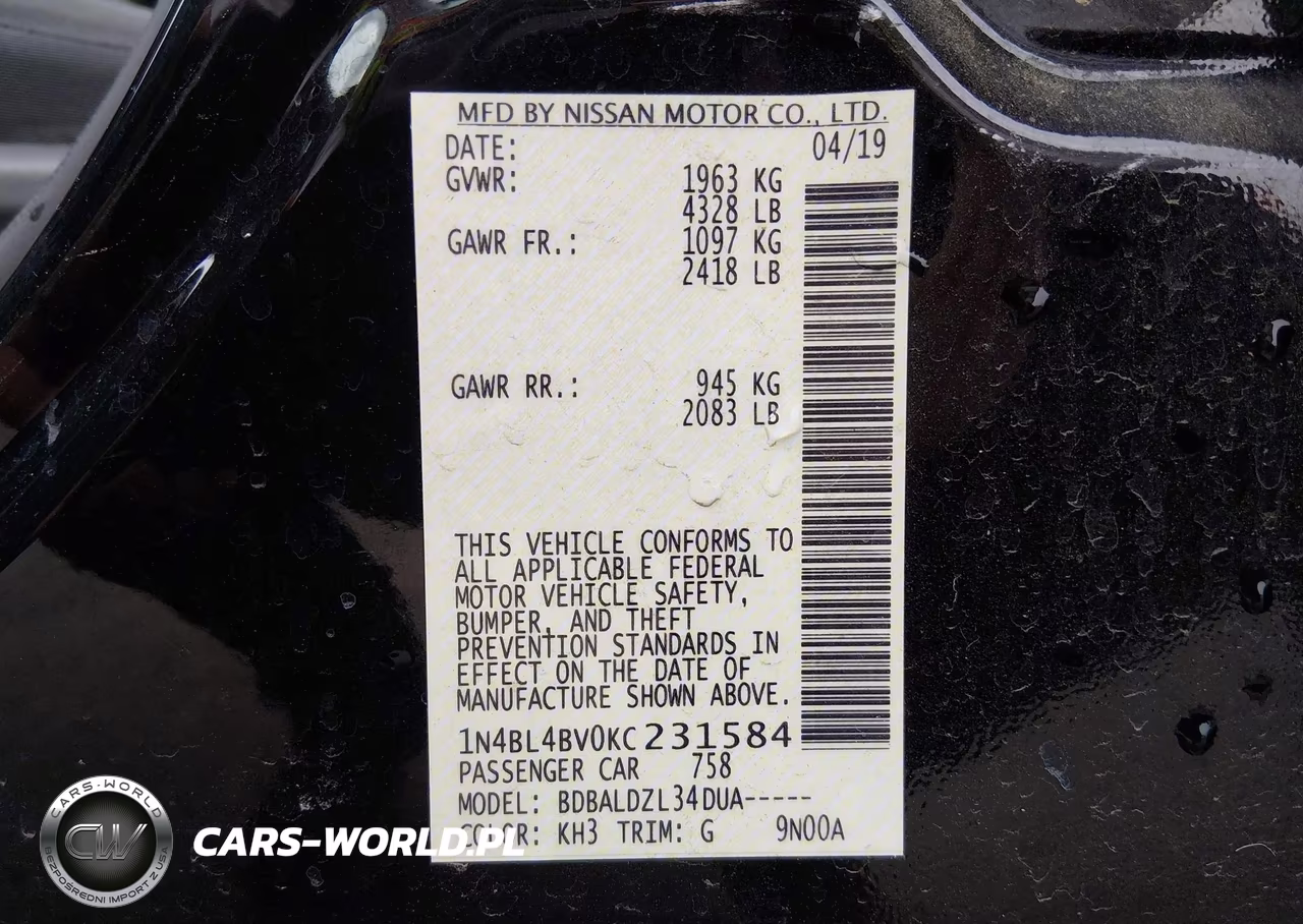 2019 Nissan Altima 2.5 S VIN:1N4BL4BV0KC231584 - 9