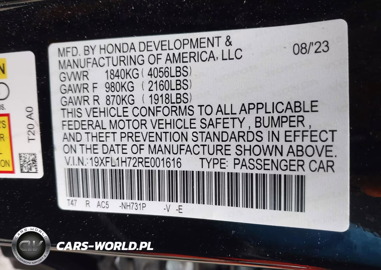 2024 Honda Civic Ex-L VIN:19XFL1H72RE001616 - 9