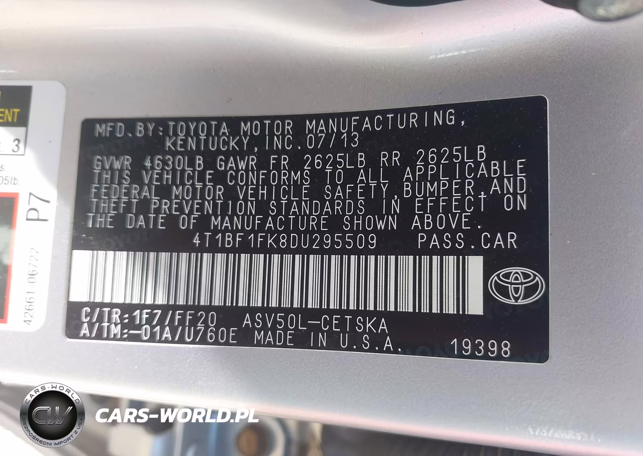 2013 Toyota Camry Se VIN:4T1BF1FK8DU295509 - 9