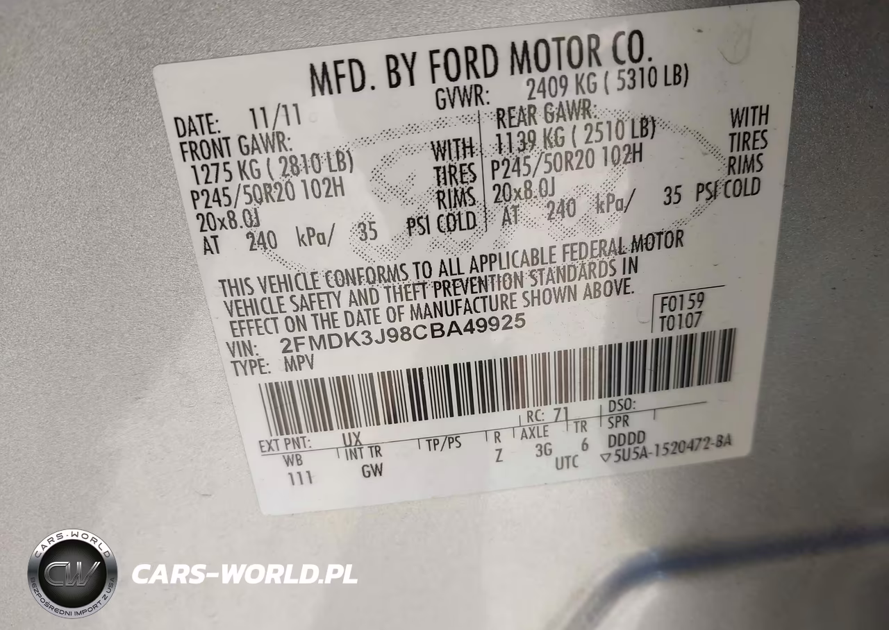 2012 Ford Edge Sel VIN:2FMDK3J98CBA49925 - 9
