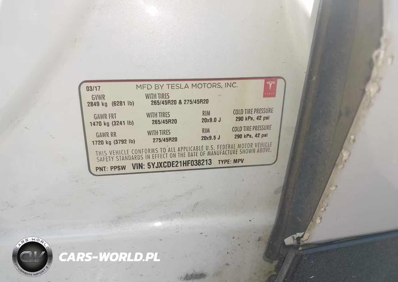 2017 Tesla Model X 100D-75D-90D VIN:5YJXCDE21HF038213 - 9