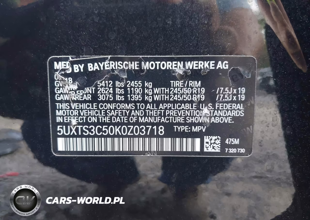 2019 BMW X3 M40I VIN:5UXTS3C50K0Z03718 - 9