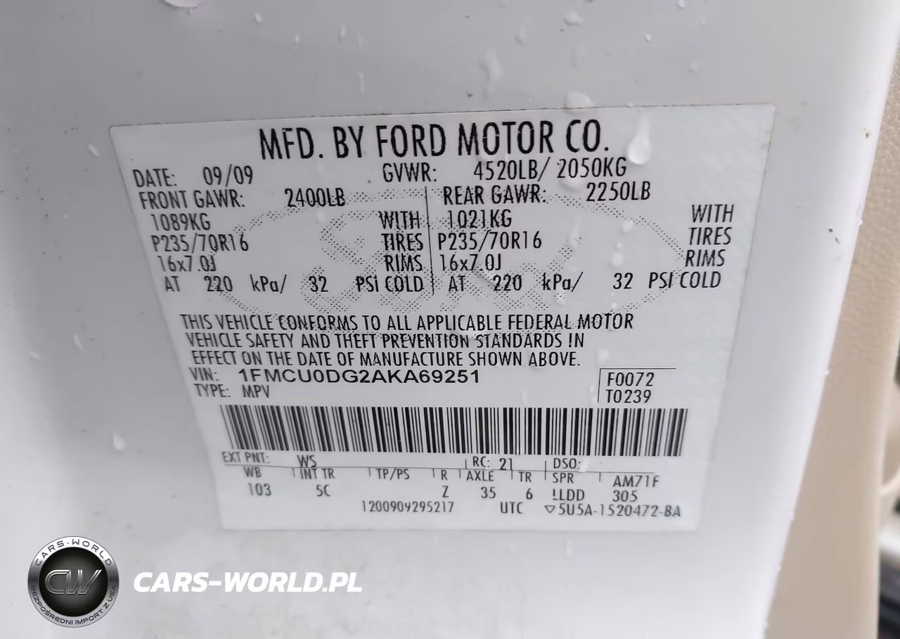 2010 Ford Escape Xlt VIN:1FMCU0DG2AKA69251 - 9