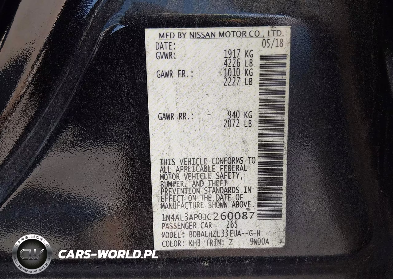 2018 Nissan Altima 2.5 Sr VIN:1N4AL3AP0JC260087 - 9