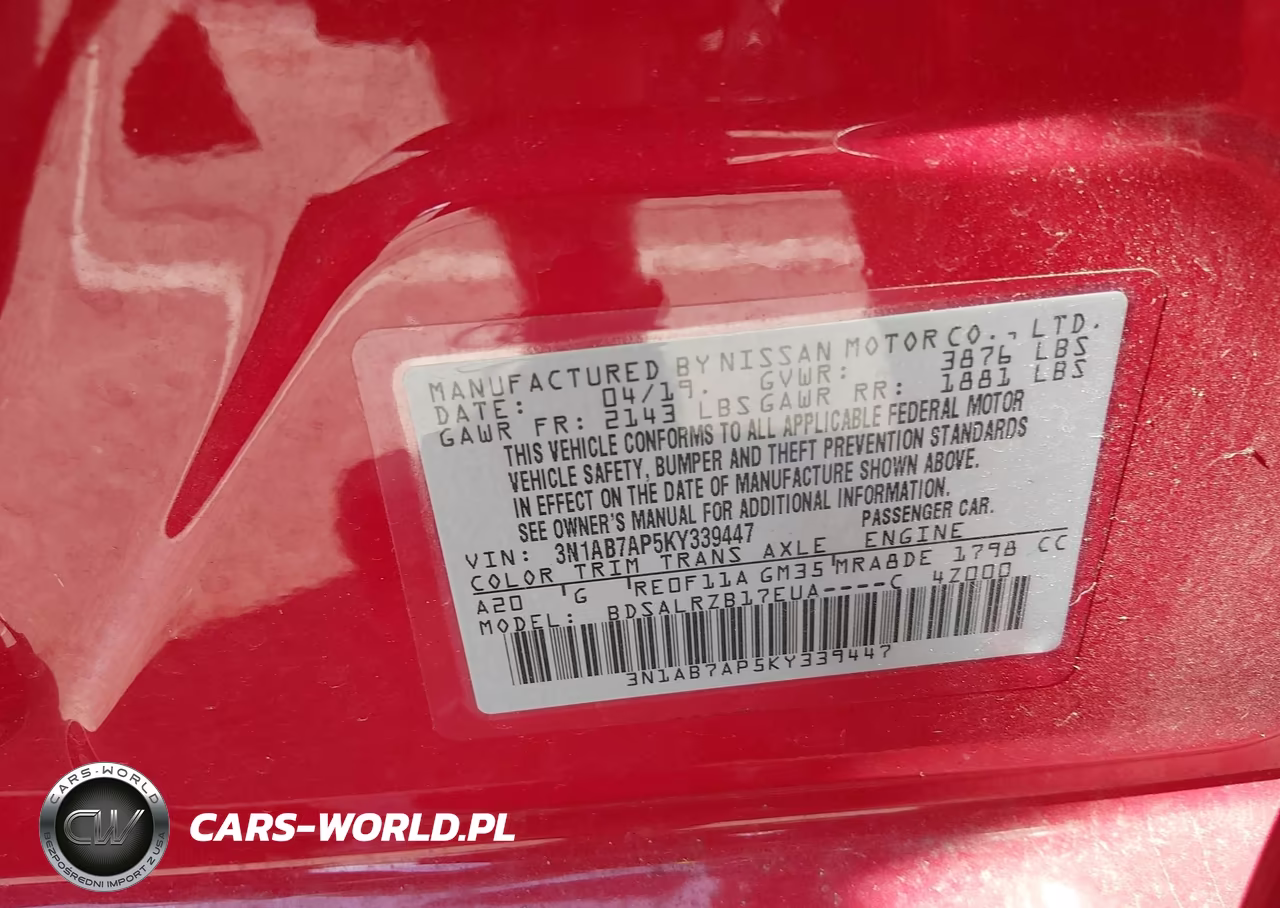 2019 Nissan Sentra Sr VIN:3N1AB7AP5KY339447 - 9