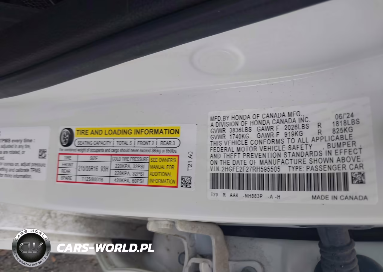 2024 Honda Civic Lx VIN:2HGFE2F27RH595505 - 9