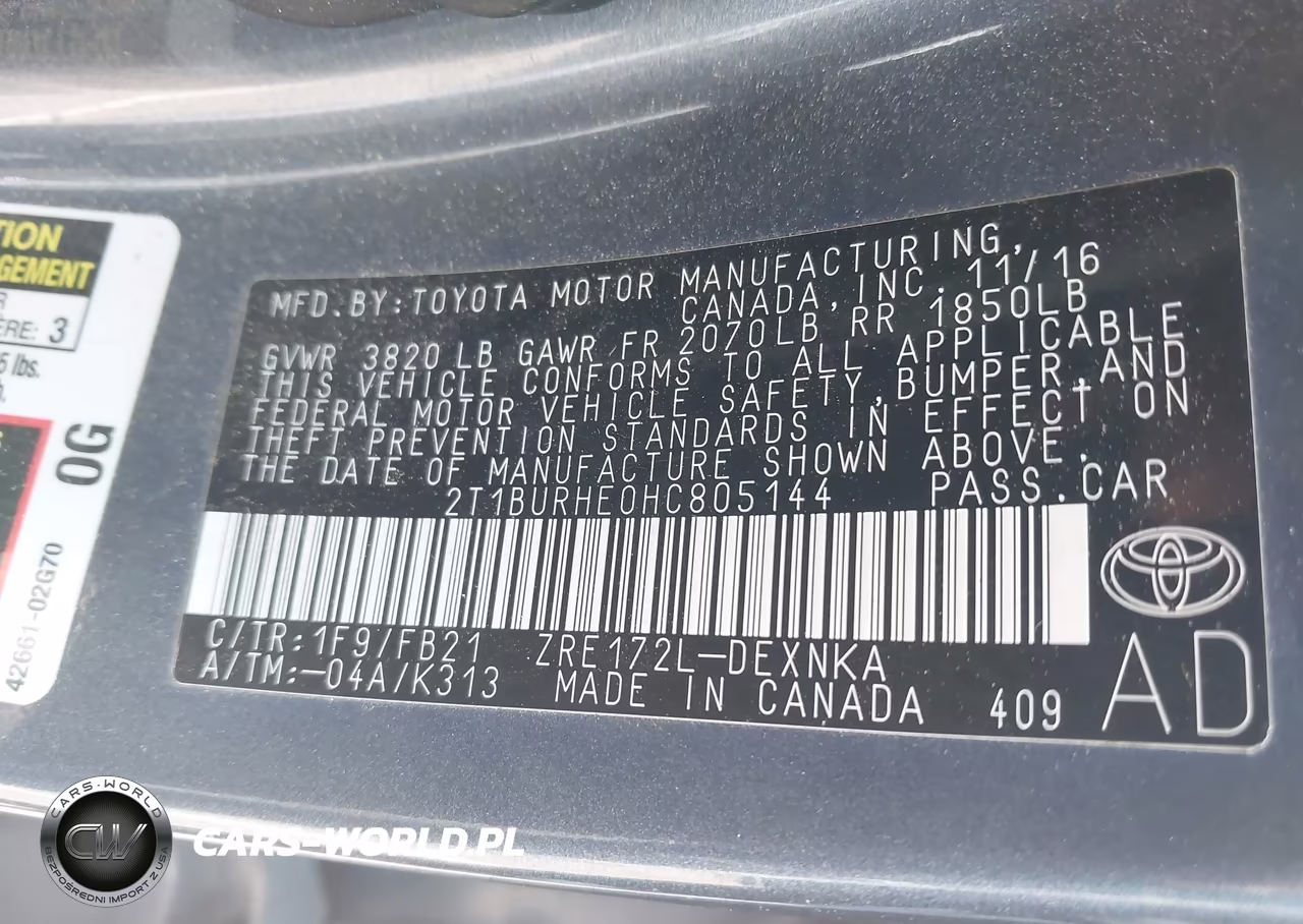 2017 Toyota Corolla Le VIN:2T1BURHE0HC805144 - 9