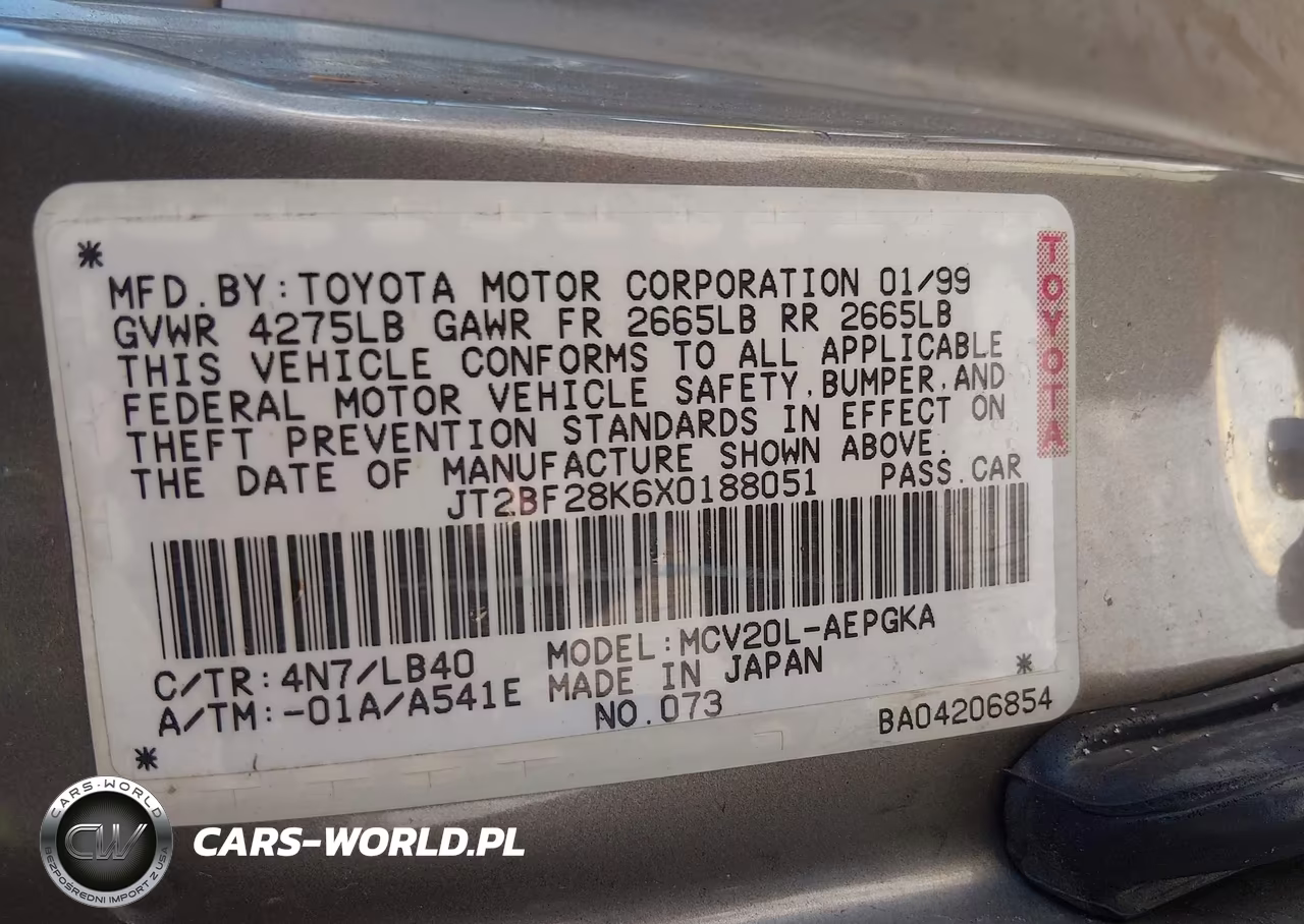 1999 Toyota Camry Xle V6 VIN:JT2BF28K6X0188051 - 9
