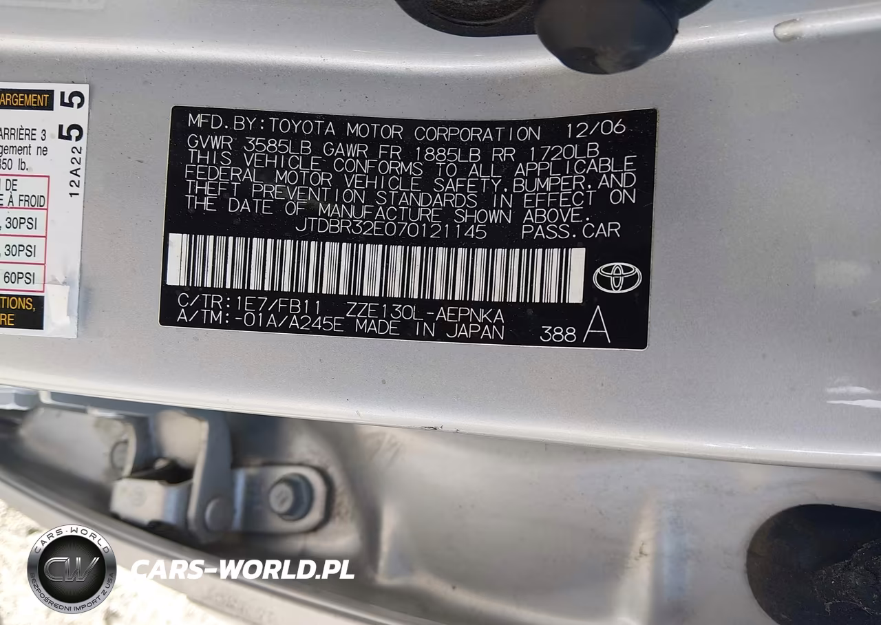 2007 Toyota Corolla Le VIN:JTDBR32E070121145 - 9