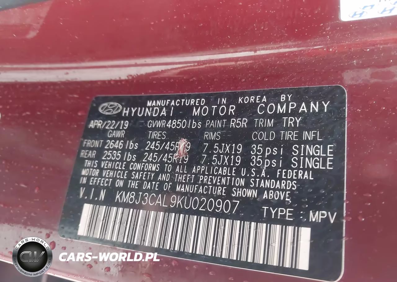 2019 Hyundai Tucson Night VIN:KM8J3CAL9KU020907 - 9