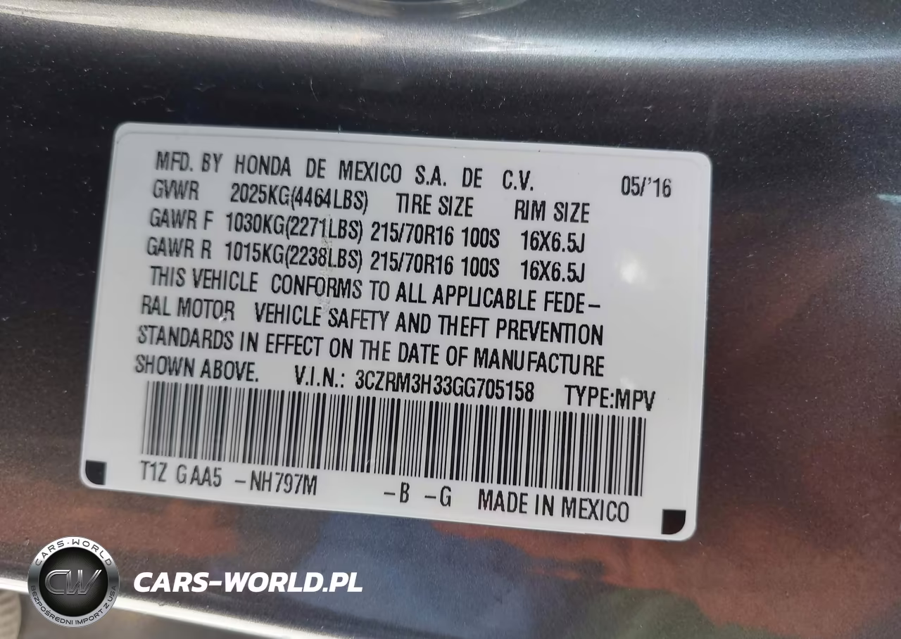 2016 Honda Cr-V Lx VIN:3CZRM3H33GG705158 - 9