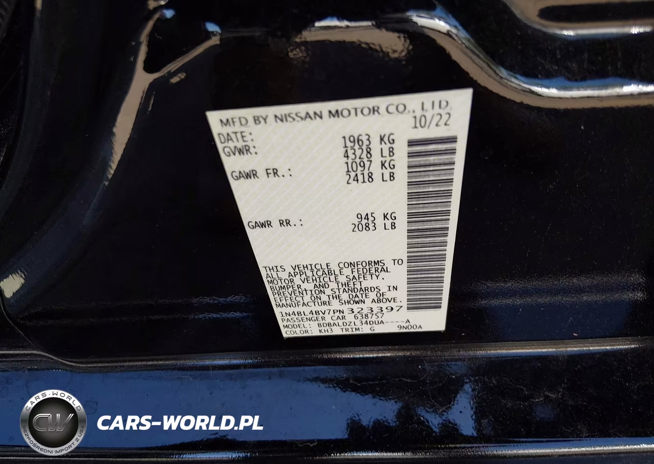 2023 Nissan Altima S Fwd VIN:1N4BL4BV7PN323397 - 9