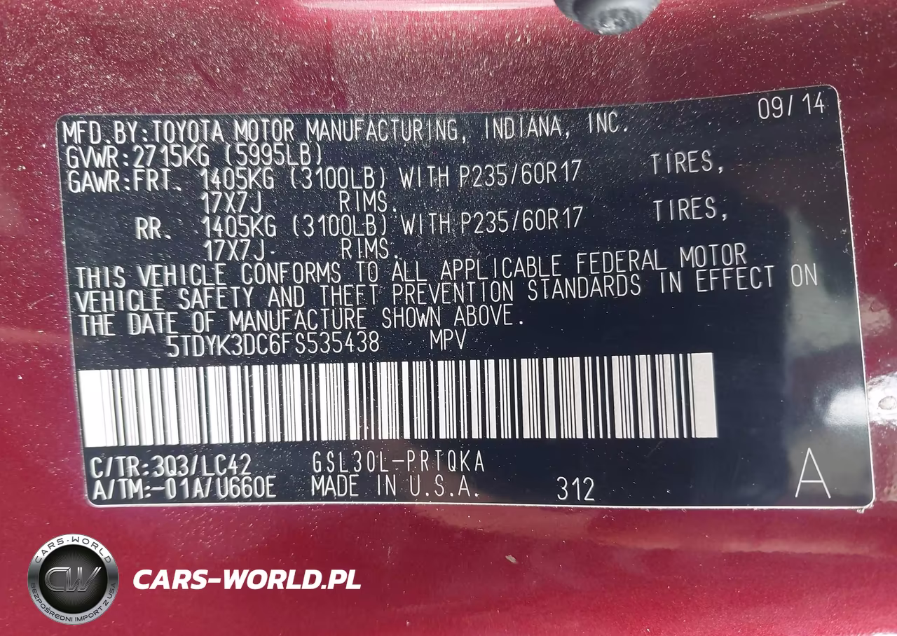 2015 Toyota Sienna Xle 8 Passenger VIN:5TDYK3DC6FS535438 - 9