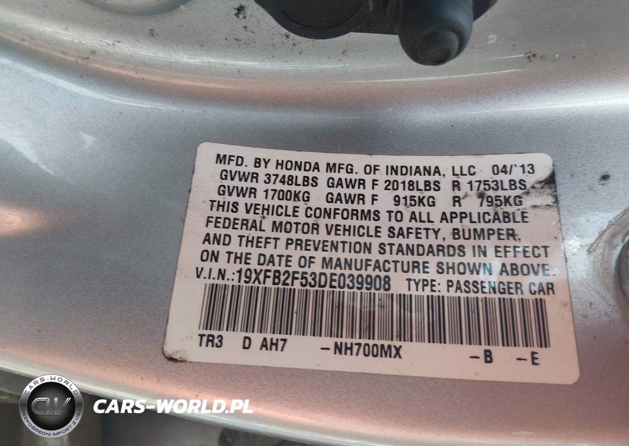 2013 Honda Civic Lx VIN:19XFB2F53DE039908 - 9