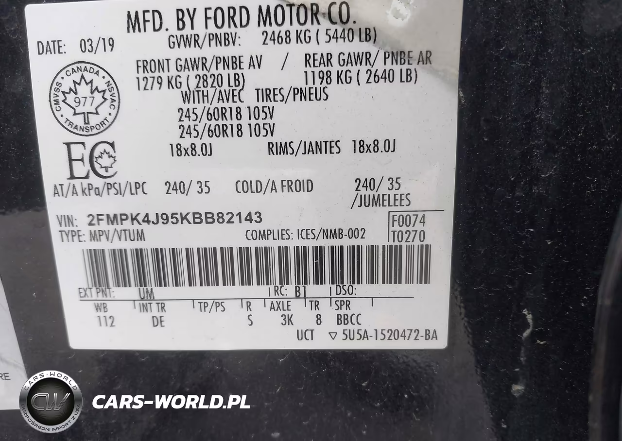 2019 Ford Edge Sel VIN:2FMPK4J95KBB82143 - 9