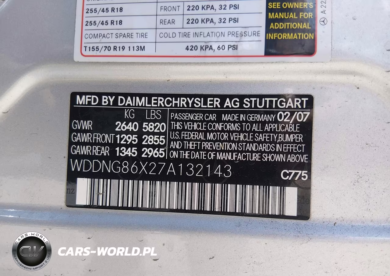 2007 Mercedes-Benz S 550 4Matic VIN:WDDNG86X27A132143 - 9