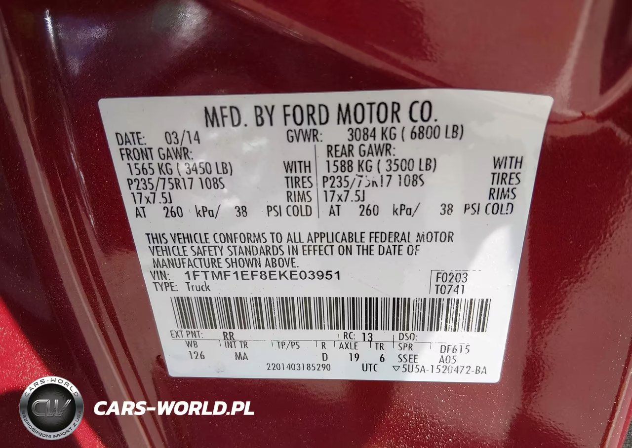 2014 Ford F-150 Xlt VIN:1FTMF1EF8EKE03951 - 9