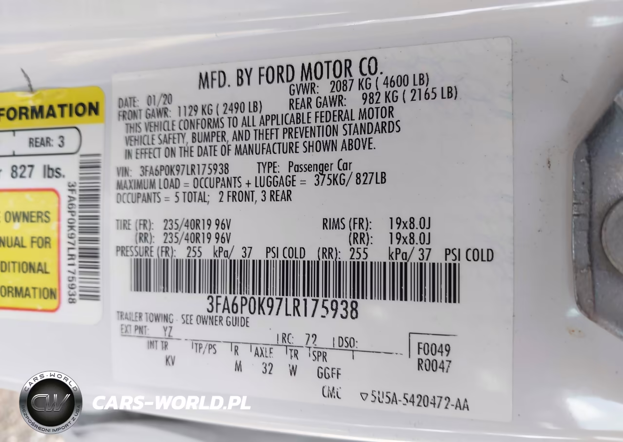 2020 Ford Fusion Titanium VIN:3FA6P0K97LR175938 - 9