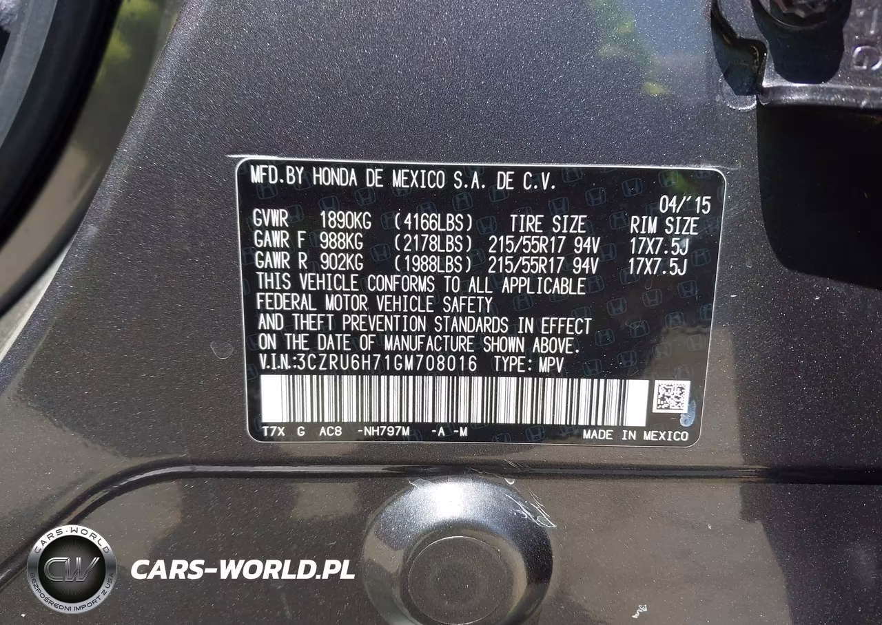 2016 Honda Hr-V Ex-L VIN:3CZRU6H71GM708016 - 9