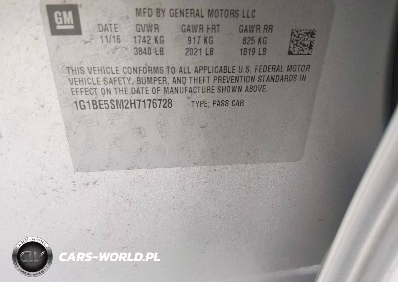 2017 Chevrolet Cruze Lt Auto VIN:1G1BE5SM2H7176728 - 9