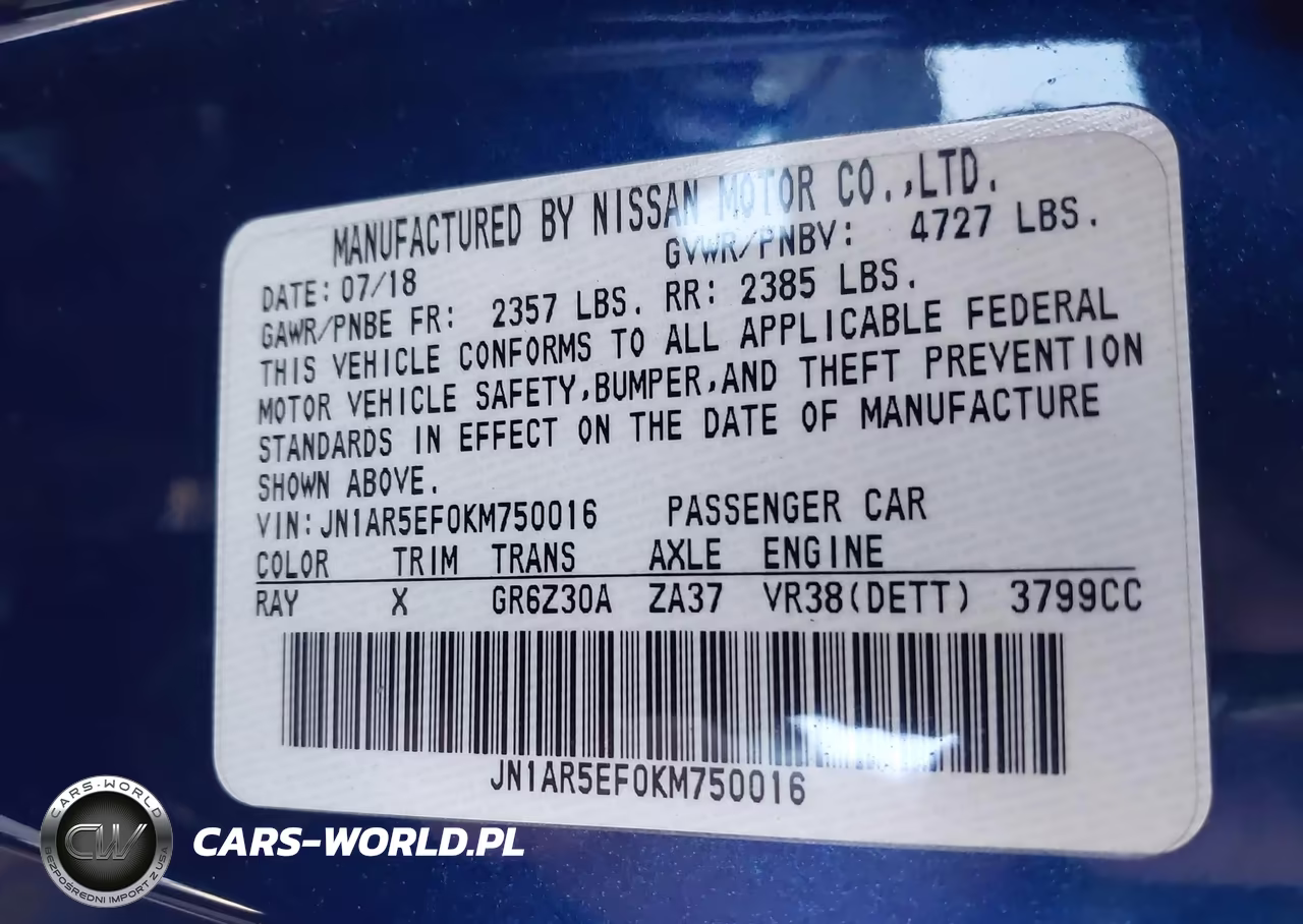 2019 Nissan Gt-R Premium VIN:JN1AR5EF0KM750016 - 9
