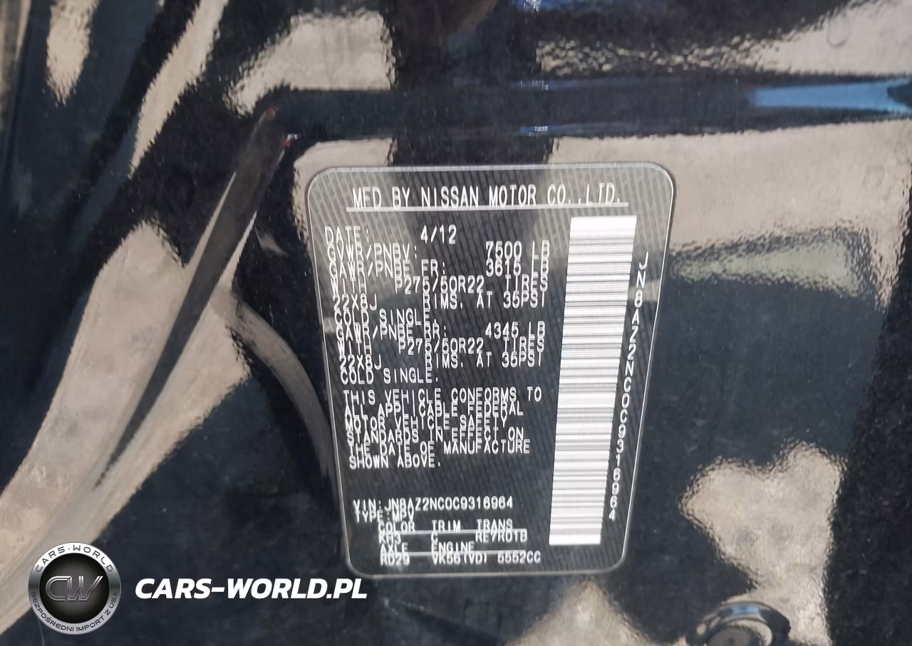 2012 Infiniti Qx56 VIN:JN8AZ2NC0C9316964 - 9