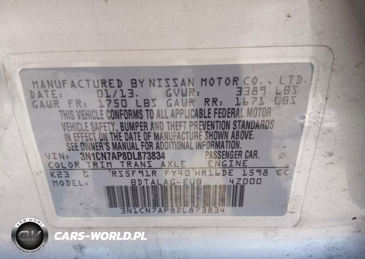 2013 Nissan Versa 1.6 S VIN:3N1CN7AP8DL873834 - 9