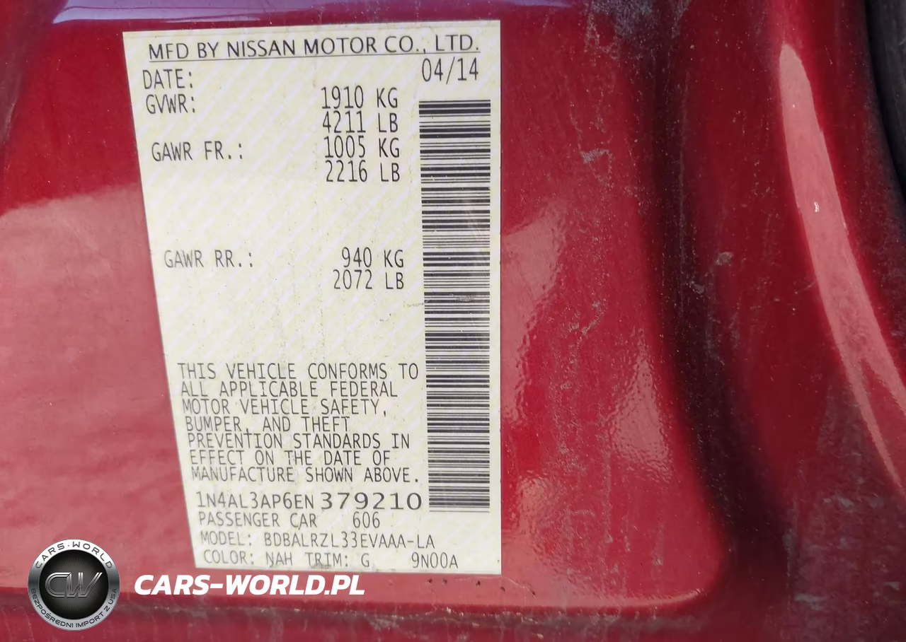 2014 Nissan Altima 2.5 S VIN:1N4AL3AP6EN379210 - 9